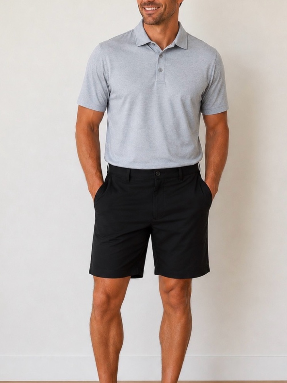 PGA Tour Black Flat-Front Performance Shorts